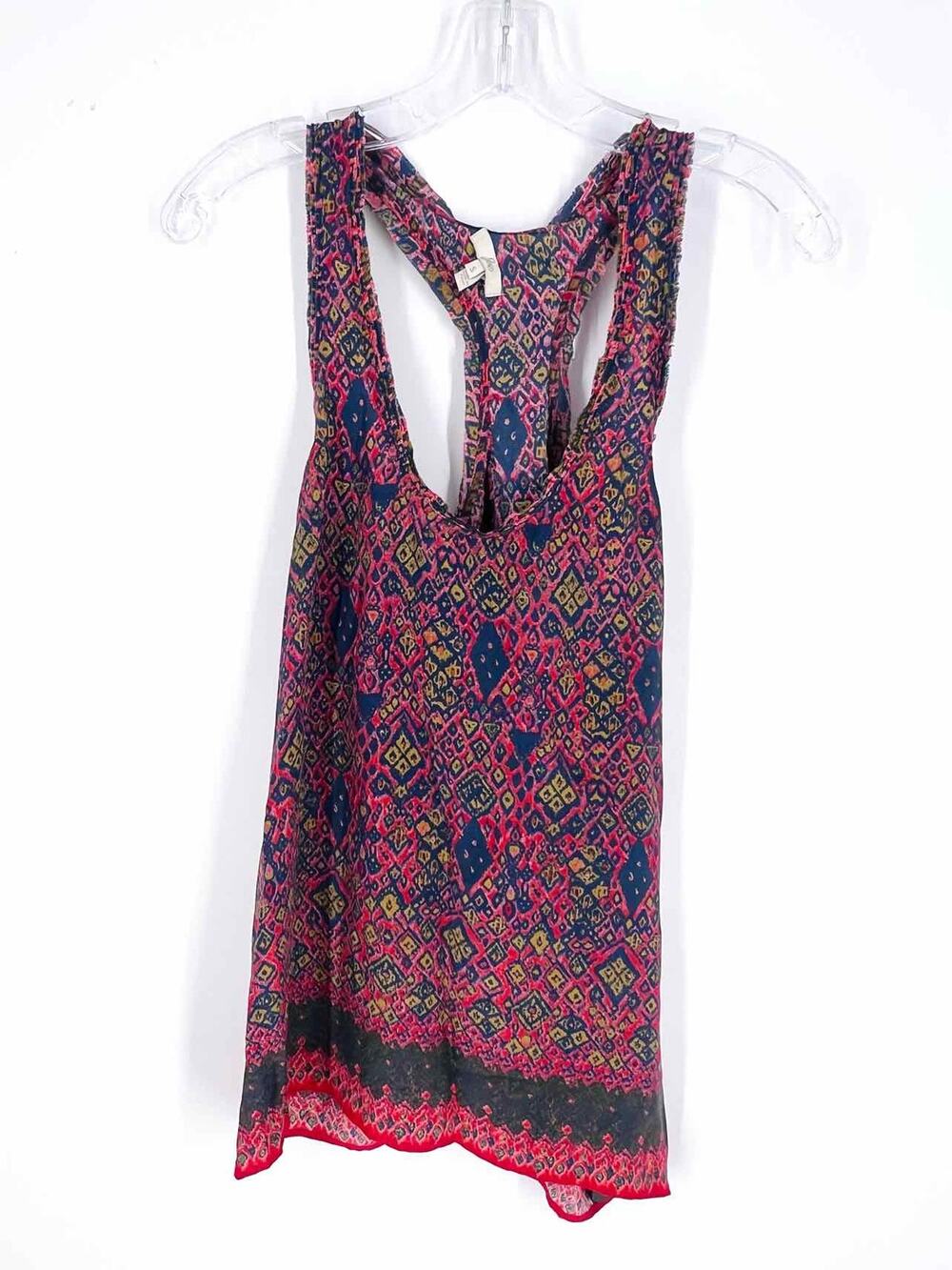 Joie Size S Navy/Pink Print Silk Designer Top-Sleeveless